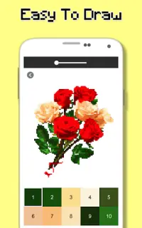 Rose Flowers Coloring Book, Color By Number Pixel Screen Shot 1