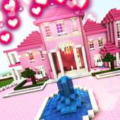 Розовый Дом Пиксель крафт 2019 Карта для Девочек