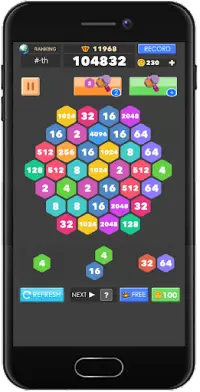 2048 Hexagon Tiles & Number Puzzle & Hexagon Block Screen Shot 2
