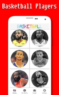 لاعبي كرة السلة اللون حسب عدد - بكسل الفن Screen Shot 1