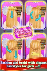 Fashion girl braid hairstyles salon-hairdo games Screen Shot 3