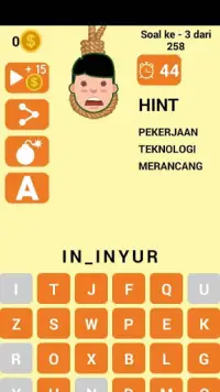 Kuis Tebak Kata Asah Otak 2021 : Game Hangman Seru Screen Shot 3