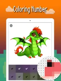 Màu rồng theo số: Pixel art dragon color Screen Shot 8