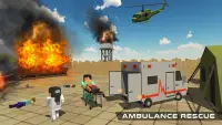 Blocky US Fire Truck & Army Ambulance Rescue Game Screen Shot 0