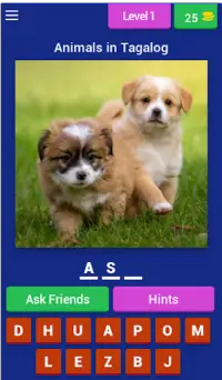 Animals Quiz Game (Learn Filipino Language) Screen Shot 0