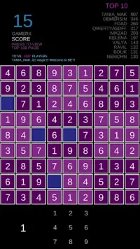 Sudoku Arcade Leaderboard Screen Shot 0