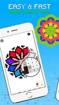 Mandala Flowers Pixel Art - Coloring By Number Screen Shot 4