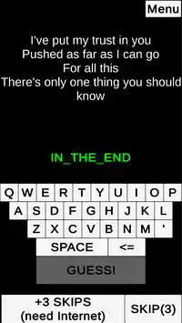 Linkin Park: Guess Song By Lyrics Quiz Screen Shot 1