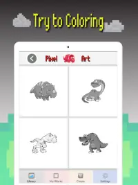 Warna Pixel Art Dinosaur: Permainan Pewarna Dino Screen Shot 7