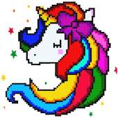 Color by Number Unicorn games - Pixel art Kawaii