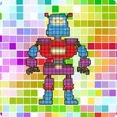 Colorear robot Pixel Art, By Number