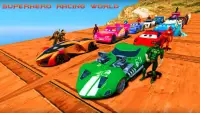 सुपरहीरो ट्रिकी स्टंट कार रेसिंग गेम Screen Shot 5