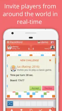 Rackword - Free real-time multiplayer word game Screen Shot 1