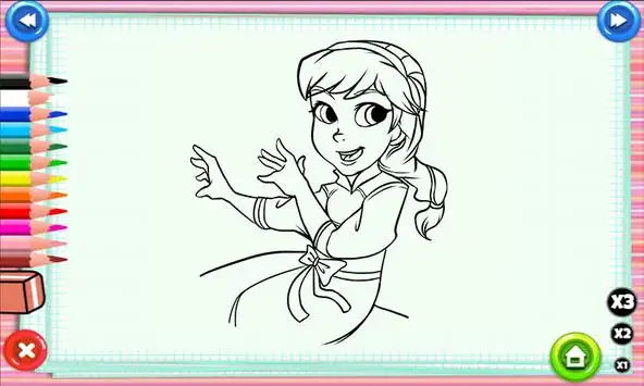 Coloring Frozen Elsa & Anna Coloring Book Page Prismacolor Colored