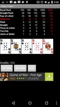 Video Poker - Jacks or Better Screen Shot 1