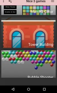 Nice 3 games , match3 , bubble and tower building Screen Shot 0