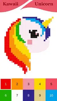 Kawaii Unicorn Pixel Art - Color by number Screen Shot 2