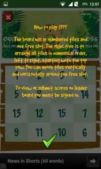 15 Number Puzzle Game Screen Shot 1
