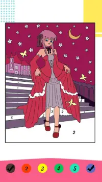 Cartoon Anime Kleur op nummer Screen Shot 2