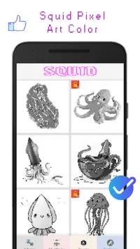 Squid Pixel Art Color Screen Shot 4