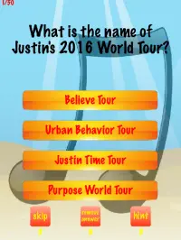 Justin Bieber Trivia Quiz Screen Shot 0