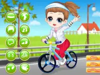 The little girl learn bicycle Screen Shot 2
