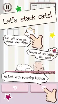 Cat & Sweets Tower -Cute kitty stacking game- Screen Shot 1