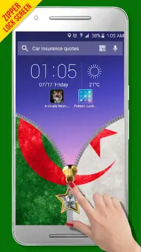 Algeria Flag Zipper LockScreen Screen Shot 4