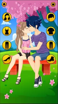 เกมส์แต่งตัวอนิเมะสำหรับสาว ๆ - คู่รักรักจูบ Screen Shot 4