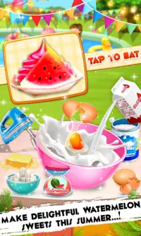 Yummy Watermelon Ice Candy - Slice & Cupcake Game Screen Shot 1