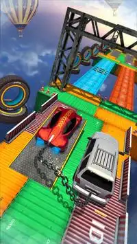 Impossible Flying Chained Car Games Screen Shot 4