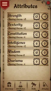 Character Sheet Screen Shot 1