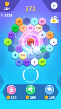 Poppin hexa 2048 | free hexagon puzzle game Screen Shot 2
