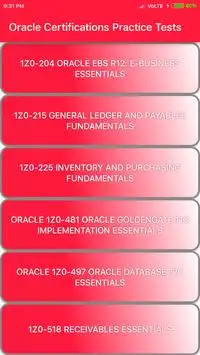 Oracle Certifications Practice Tests Screen Shot 0
