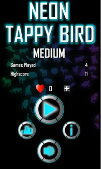 Neon Tappy Bird - One Tap Game - Flying Bird Screen Shot 2