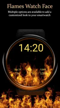 Flames Watch Face - Wear OS Smartwatch - Animated Screen Shot 4