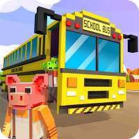 Mr. Blocky School Bus Driver: American Highschool