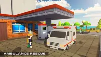 Blocky US Fire Truck & Army Ambulance Rescue Game Screen Shot 3
