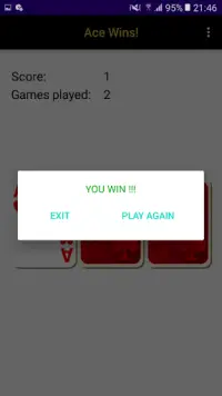 Ace Wins! A simple 3 cards game. Screen Shot 2