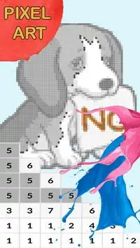 Puppy Pet Pixel Art - Número libros colorear Screen Shot 0