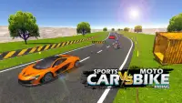 Carro esporte vs corrida de moto: pistas extremas Screen Shot 4