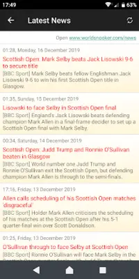 Snooker Scores Live Screen Shot 0