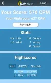 10FastFingers Typing App Screen Shot 2