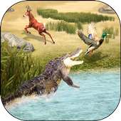 Simulação de fome de caça de crocodilo com fome