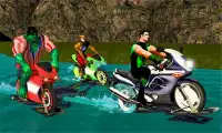 Super Heroes Downhill Water Bike Racing Rider Screen Shot 4
