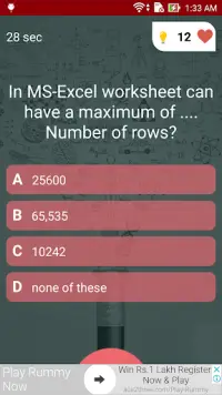 Free Microsoft Excel Test Quiz Screen Shot 3