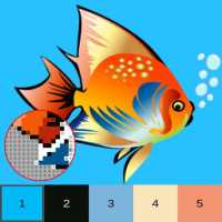 Cor de peixe pelo número, coloração de peixe pixel