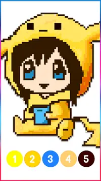 Anime Manga Pixel Art Coloring Screen Shot 2