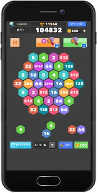 2048 Hexagon Tiles & Number Puzzle & Hexagon Block Screen Shot 1