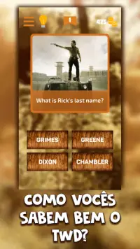 Quiz para Walking Dead - Fan Trivia Game Screen Shot 1